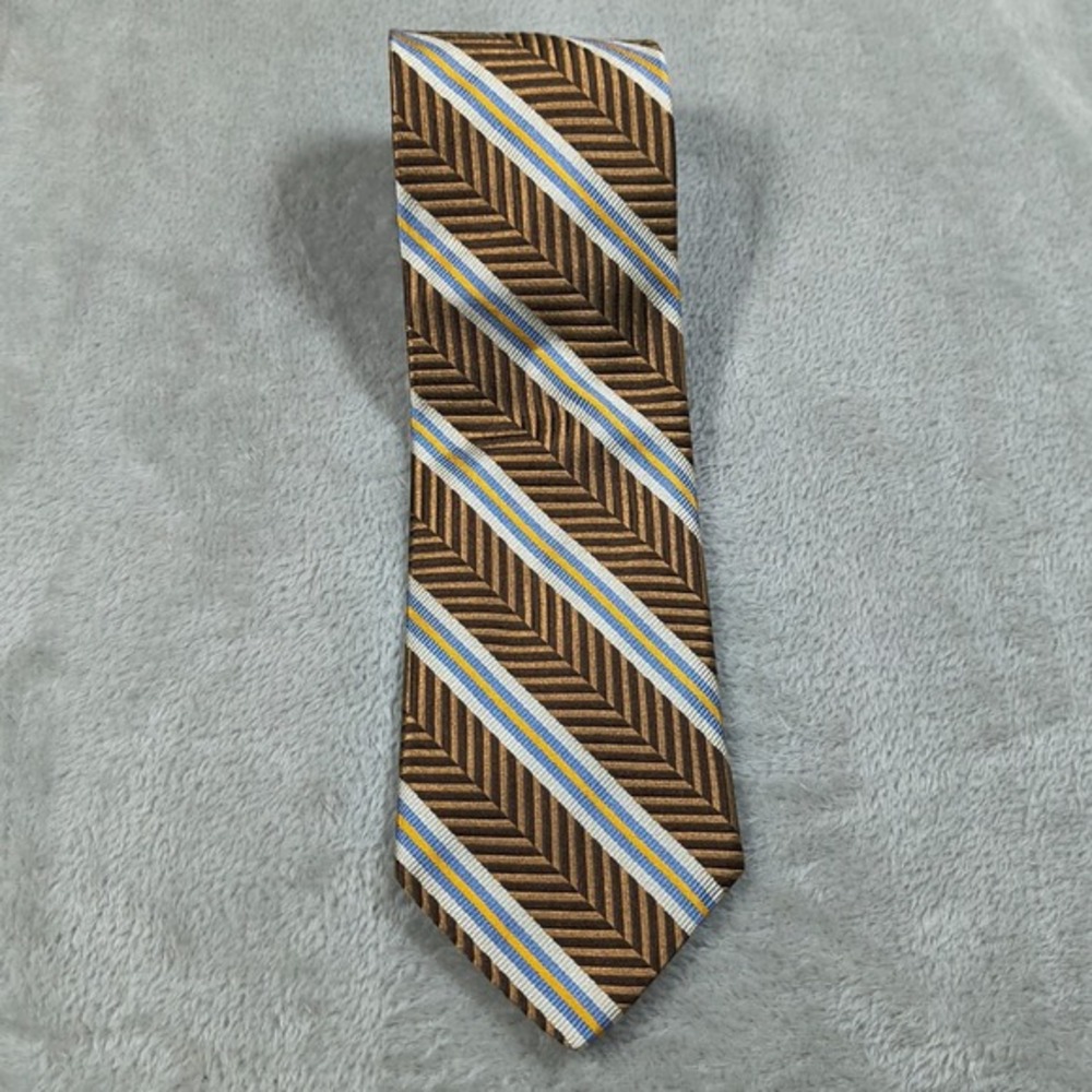 Vintage Dior Signature Tie Men 57x3.75 Striped Herringbone Italy Silk Old Money